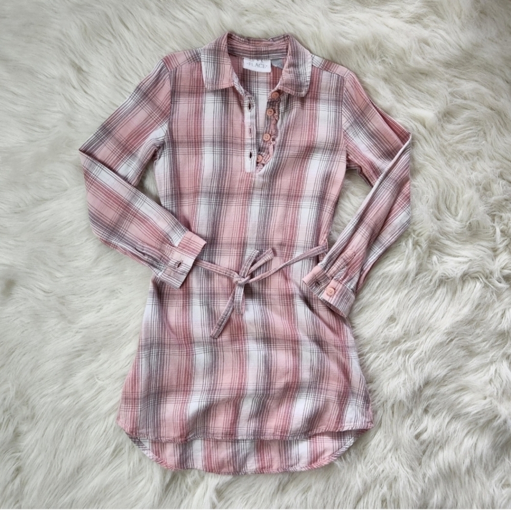 Girls- Children's Place Pink Plaid Dress (5/6)